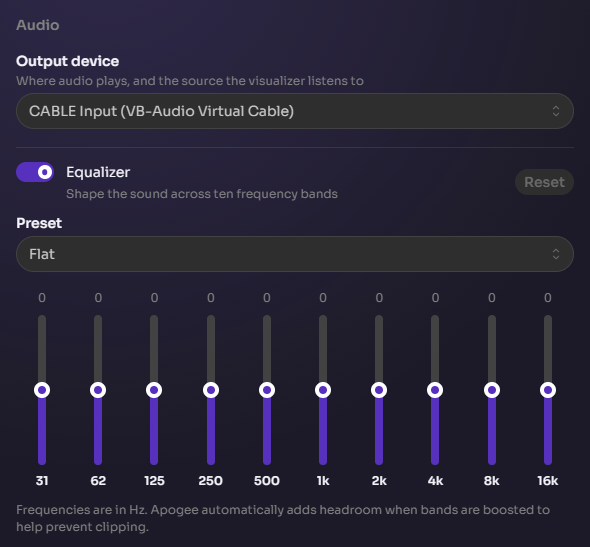 10 Band EQ to adjust sound
